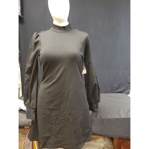 Kate Spade Mockneck Ponte Long Sleeve Black A-Line Dress Large NWT